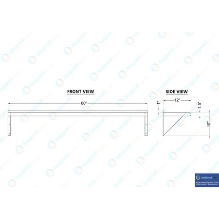 Amgood Stainless Steel Wall Shelf, 60 Long X 12 Deep AMG WS-1260
